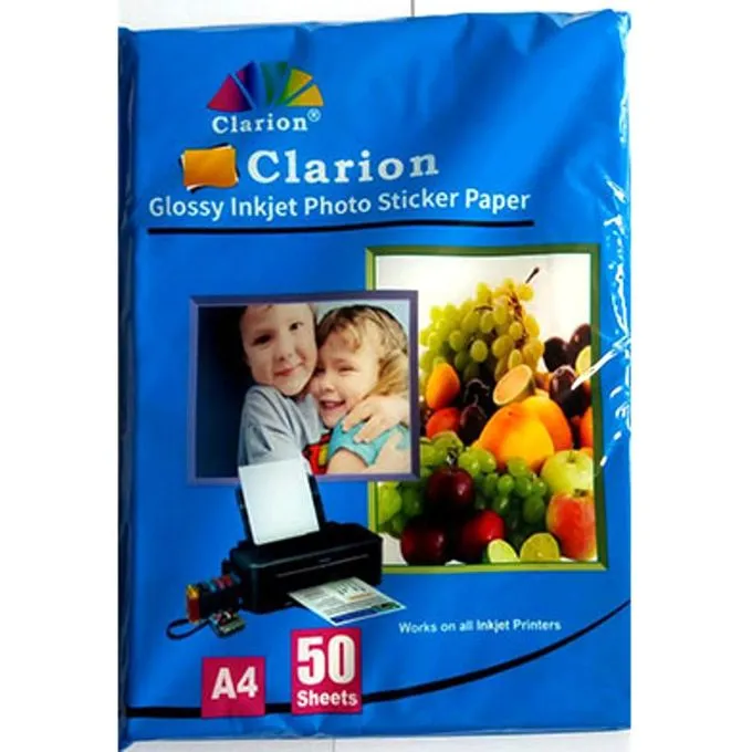 Clarion Glossy Inkjet Photo Sticker Paper A4 50 Sheets