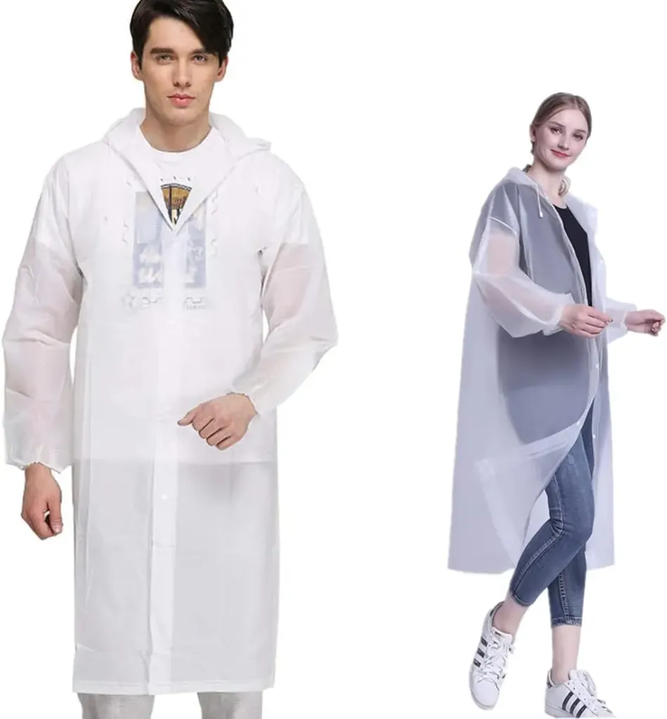 White EVA Rain Poncho for Adults | 100% Waterproof & Reusable
