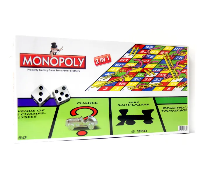 2 in 1 Monopoly & Snakes and Ladders Board Game