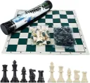 Medium Portable Travel Chess Set in Tube | Roll-Up Mat (45x45 cm)